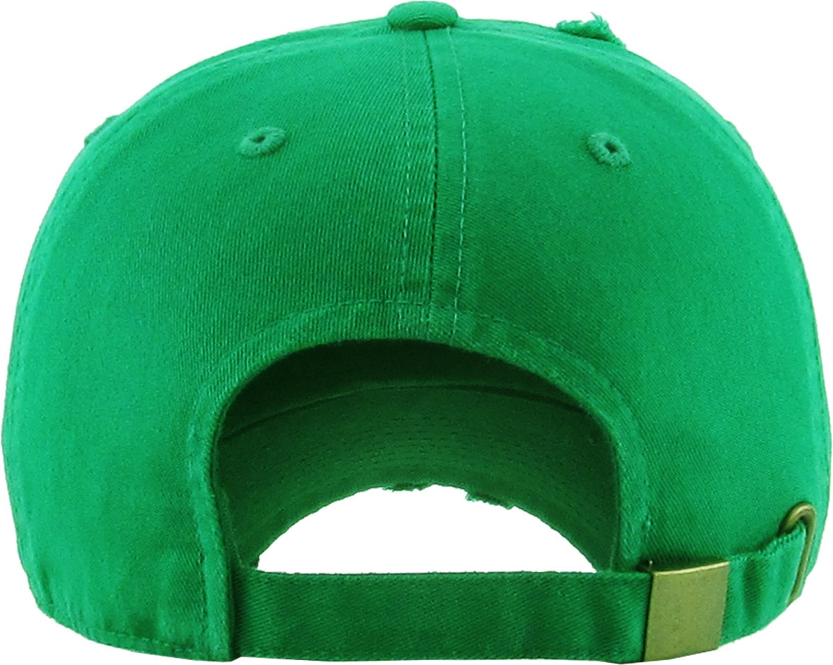 Kelly Green Distressed Vintage Baseball Cap Back View